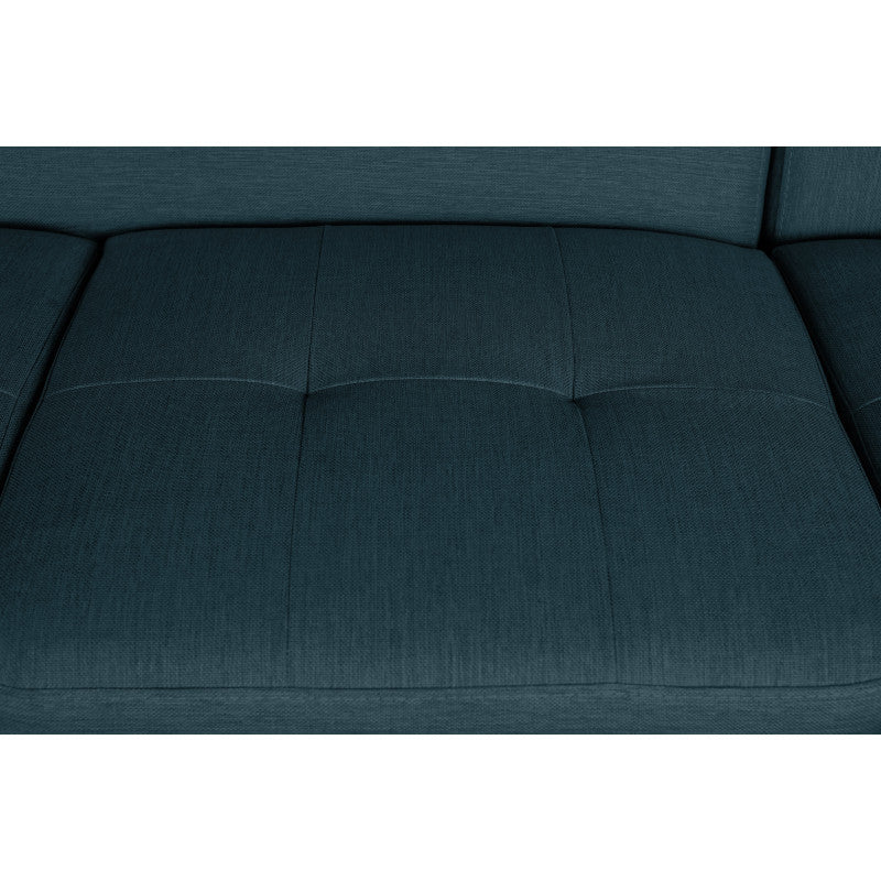 ROX SCANDINAVE - Canapé d'angle convertible avec coffre pieds bois noir en tissu - Bleu pétrole - Angle droit (vue de face)