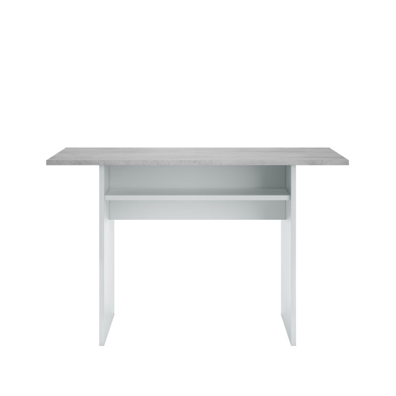 RUBEN - Table auxiliaire extensible L120 x P35/70 cm - Blanc/béton