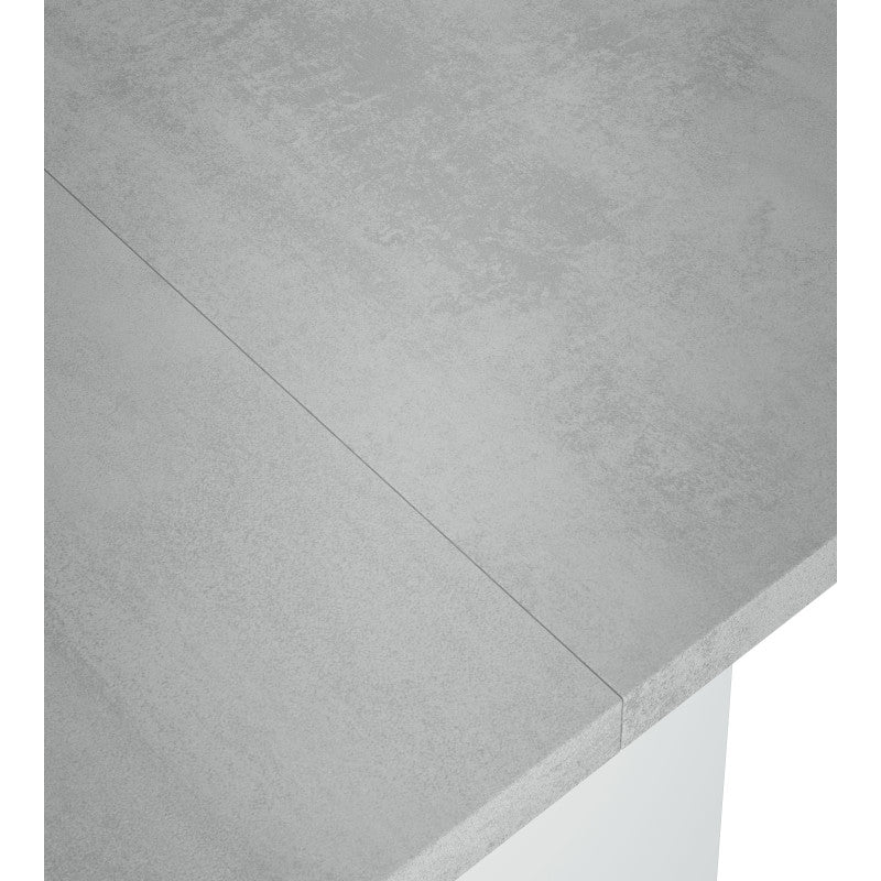 RUBEN - Table auxiliaire extensible L120 x P35/70 cm - Blanc/béton