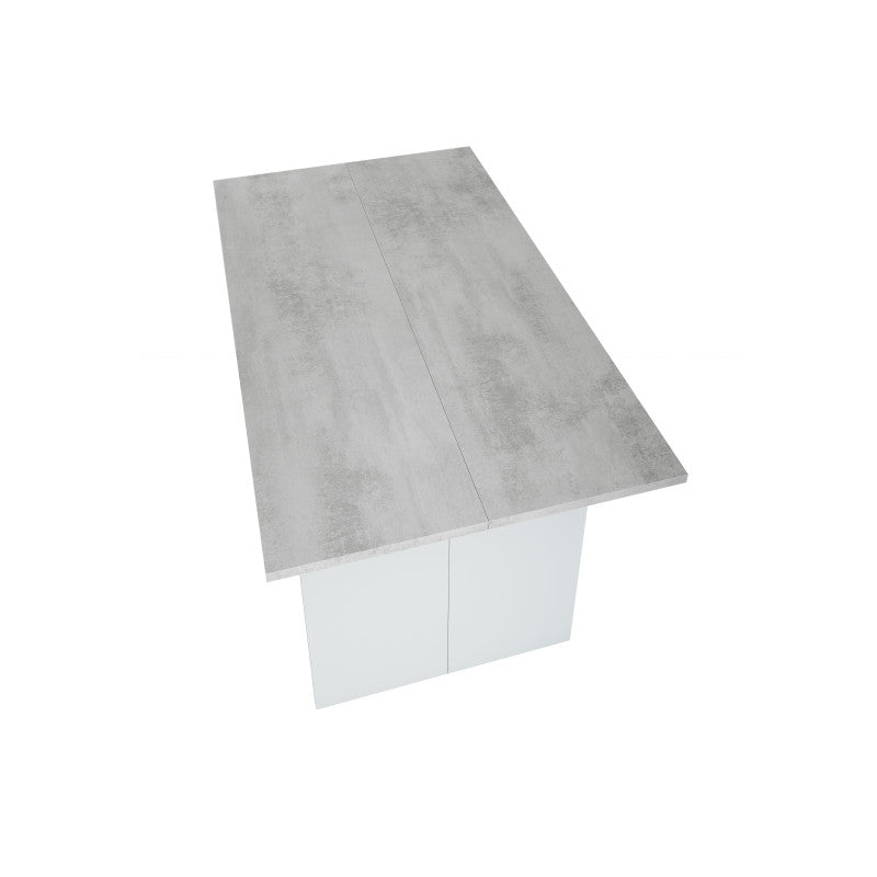 RUBEN - Table auxiliaire extensible L120 x P35/70 cm - Blanc/béton