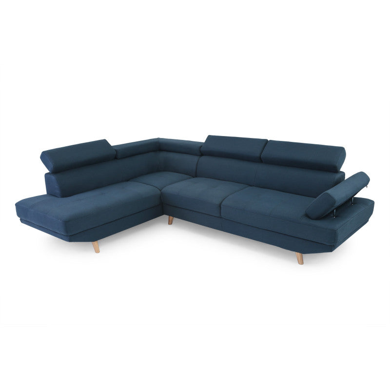 RX032 - Canapé d'angle droit style scandinave en tissu - Bleu pétrole