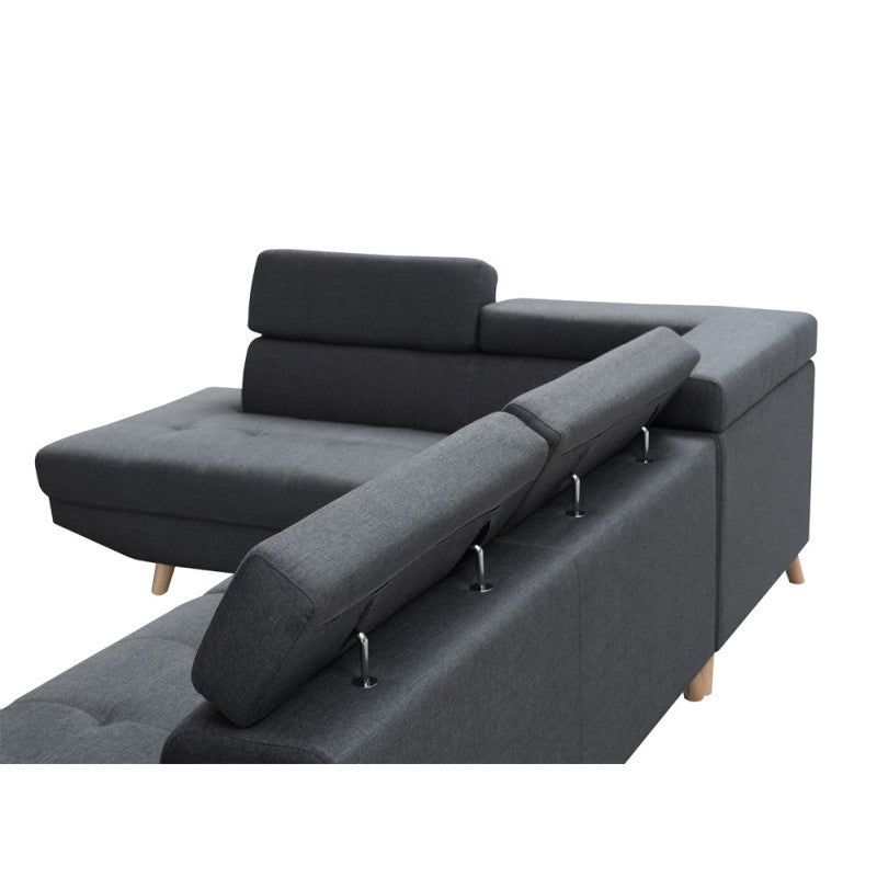 RX032 - Canapé d'angle droit style scandinave en tissu - Gris foncé