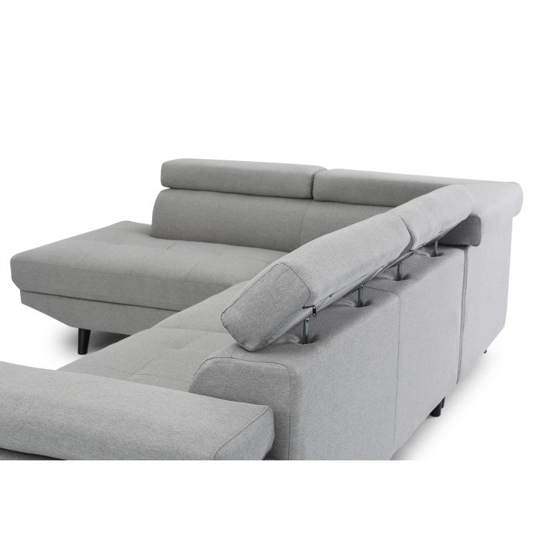 RX032 - Canapé d'angle style scandinave en tissu pieds noirs - Gris clair