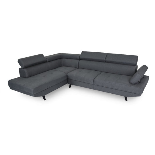 RX032 - Canapé d'angle style scandinave en tissu pieds noirs - Gris foncé