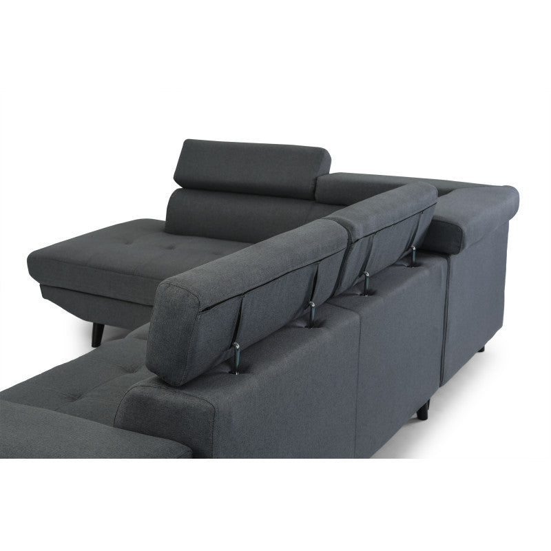 RX032 - Canapé d'angle style scandinave en tissu pieds noirs - Gris foncé