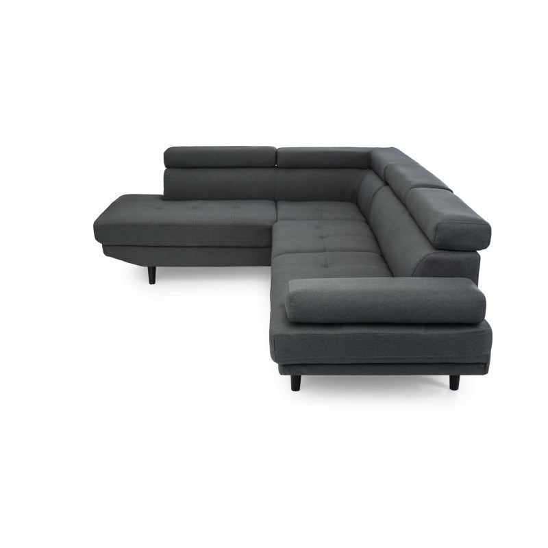 RX032 - Canapé d'angle style scandinave en tissu pieds noirs - Gris foncé