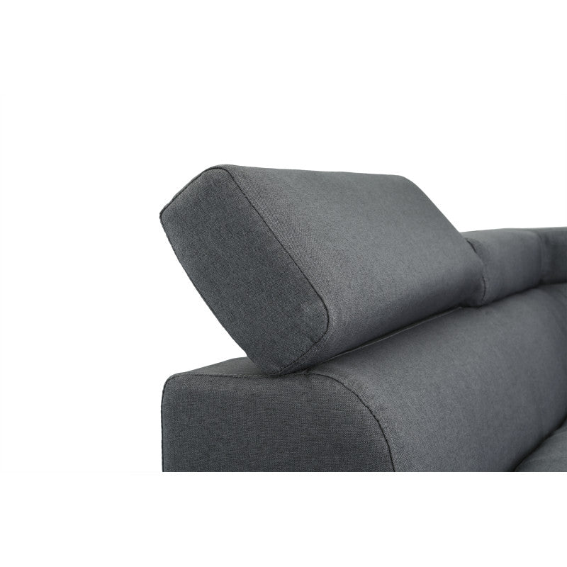 RX032 - Canapé d'angle style scandinave en tissu pieds noirs - Gris foncé