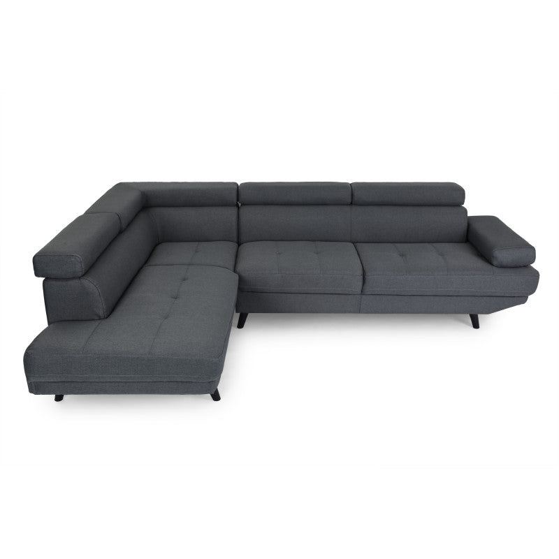 RX032 - Canapé d'angle style scandinave en tissu pieds noirs - Gris foncé