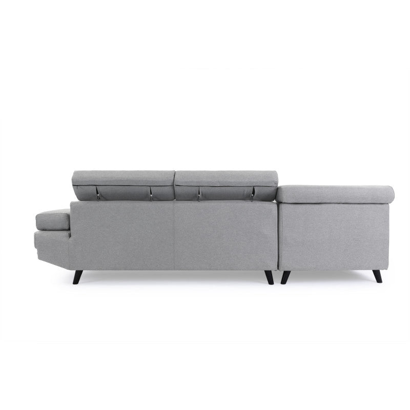 RX032 - Canapé d'angle style scandinave en tissu pieds noirs - Gris clair