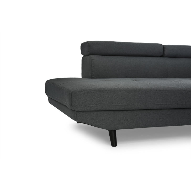 RX032 - Canapé d'angle style scandinave en tissu pieds noirs - Gris foncé