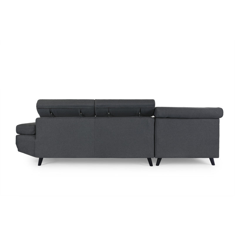 RX032 - Canapé d'angle style scandinave en tissu pieds noirs - Gris foncé