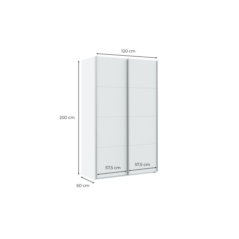 SANTANA - Armoire dressing 2 portes coulissantes L120 x H200cm - Blanc