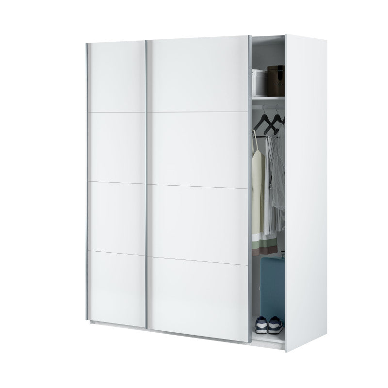 SANTANA - Armoire penderie - 2 portes coulissantes L150 x H200cm - Blanc