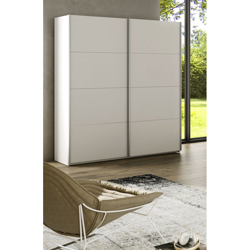 SANTANA - Armoire penderie - 2 portes coulissantes L150 x H200cm - Blanc