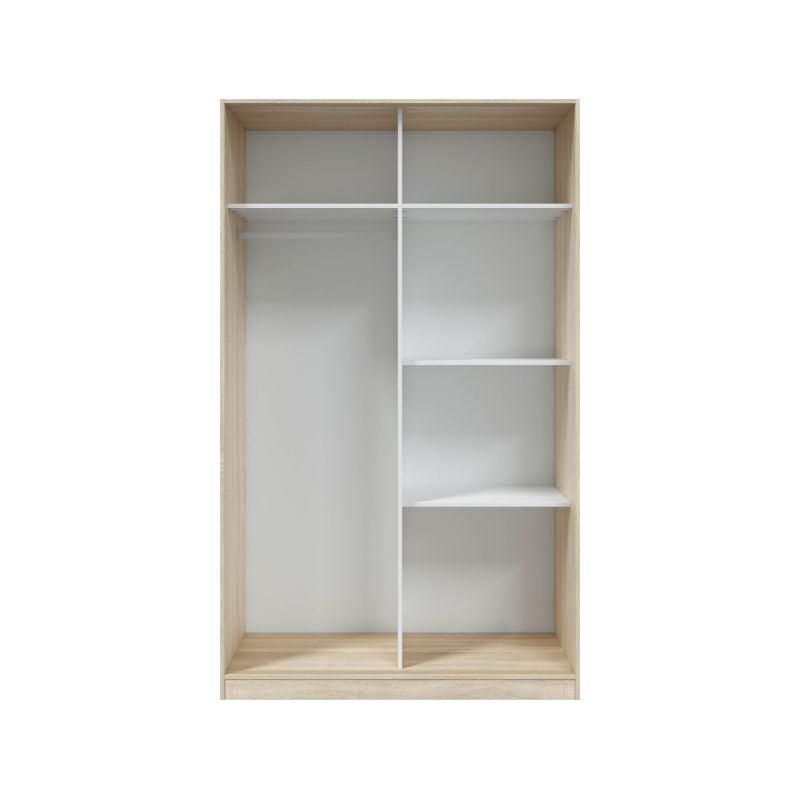 SANTINO - Penderie design 2 portes coulissantes L120 x H200 cm - Blanc/chêne