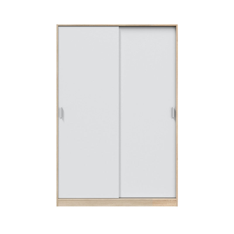 SANTINO - Penderie design 2 portes coulissantes L120 x H200 cm - Blanc/chêne