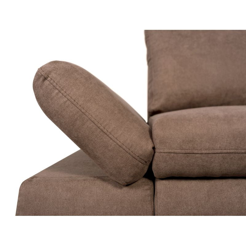 LIORA - Canapé d'angle réversible convertible avec coffre en tissu - Marron