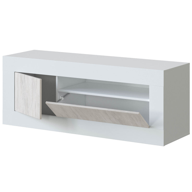 SEVILLA - Meuble TV design 2 portes L139 cm - Blanc