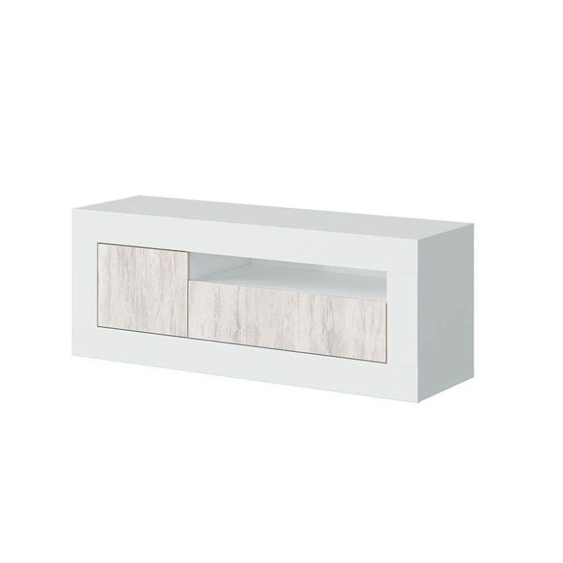 SEVILLA - Meuble TV design 2 portes L139 cm - Blanc