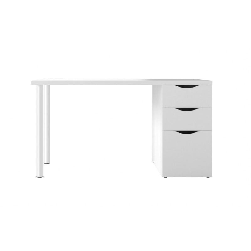 SIMPLY - Bureau réversible avec caisson 2 tiroirs L138 cm - Blanc