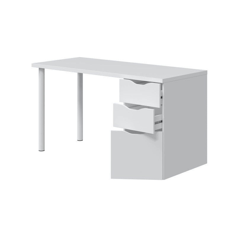 SIMPLY - Bureau réversible avec caisson 2 tiroirs L138 cm - Blanc