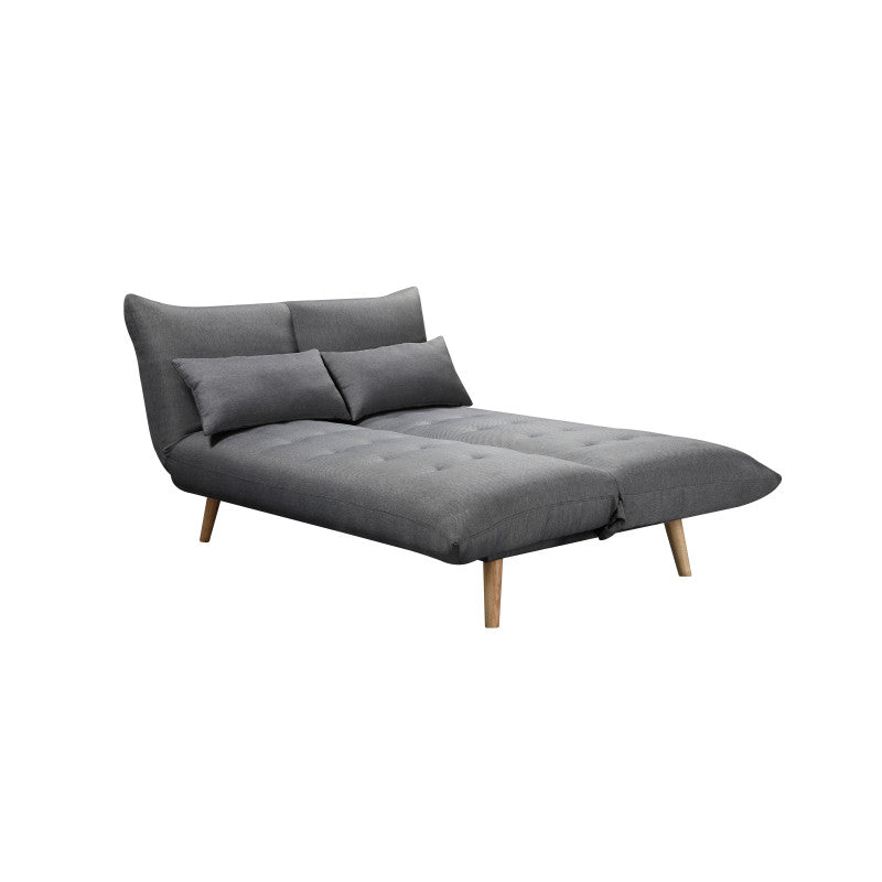 SOLIS - Banquette 2 places convertible méridienne et coté relevable en tissu - Gris foncé