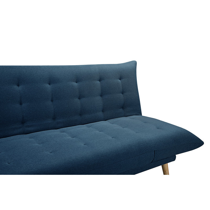 SOLIS - Banquette 2 places convertible méridienne et coté relevable en tissu - Bleu