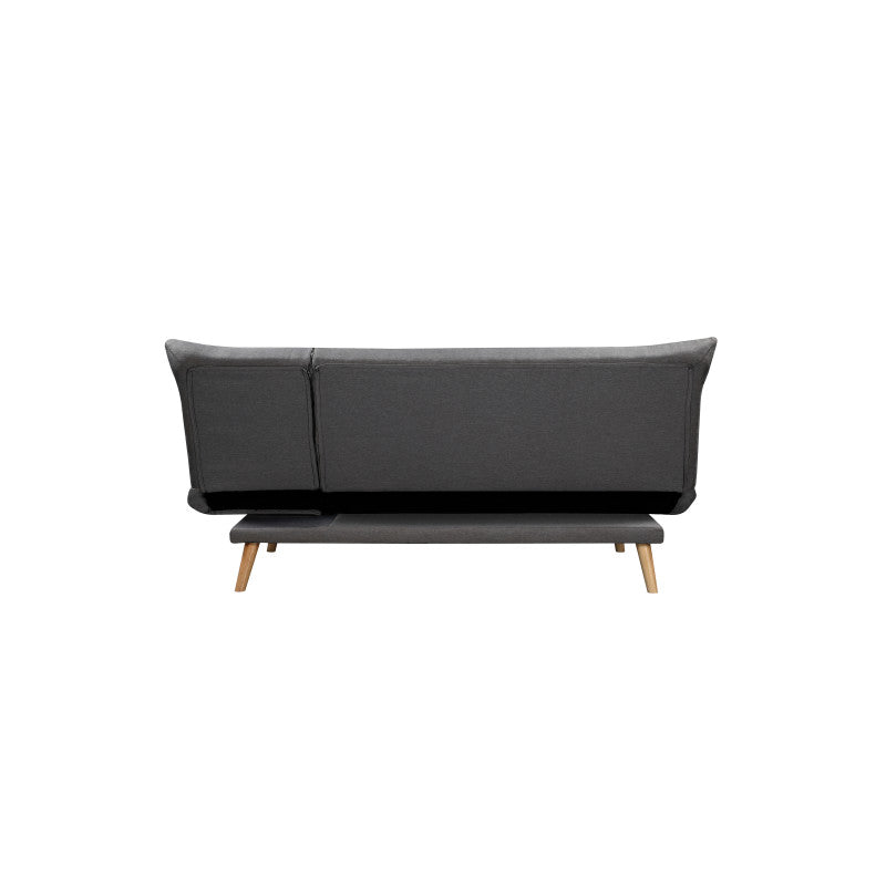 SOLIS - Banquette 2 places convertible méridienne et coté relevable en tissu - Gris foncé