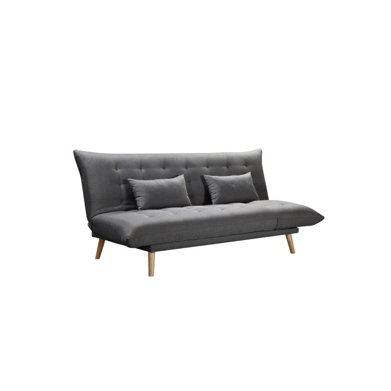 SOLIS - Banquette 2 places convertible méridienne et coté relevable en tissu - Gris foncé