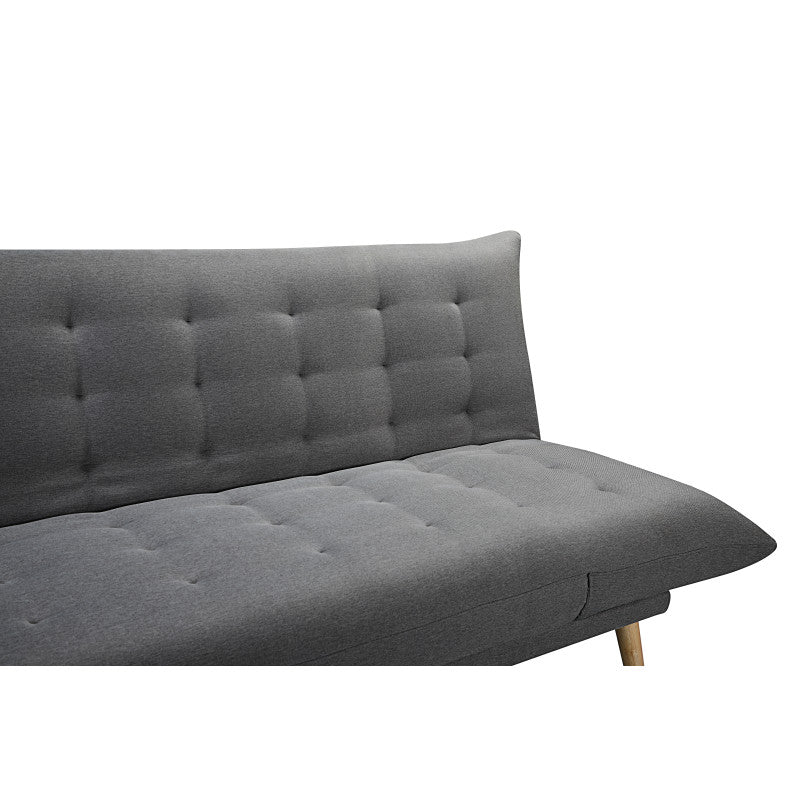 SOLIS - Banquette 2 places convertible méridienne et coté relevable en tissu - Gris foncé