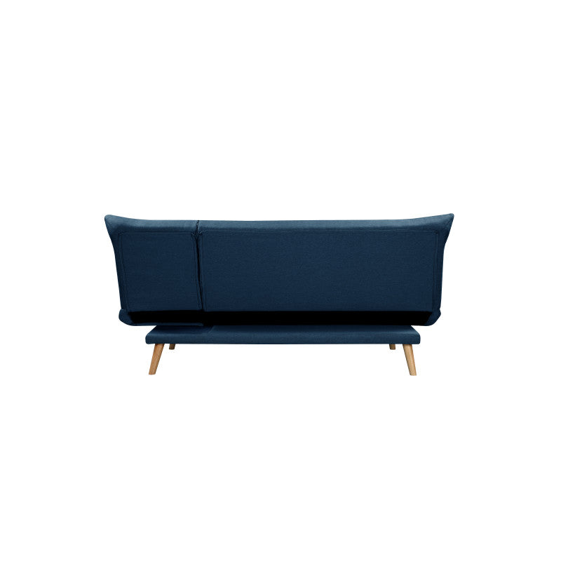 SOLIS - Banquette 2 places convertible méridienne et coté relevable en tissu - Bleu