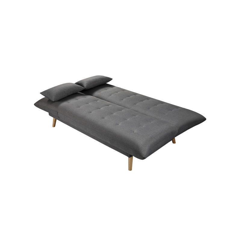 SOLIS - Banquette 2 places convertible méridienne et coté relevable en tissu - Gris foncé