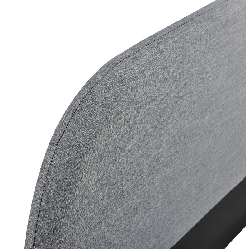 SOMIA - Cadre de lit scandinave avec tête de lit et sommier à lattes en tissu - Gris foncé - 140x190 cm
