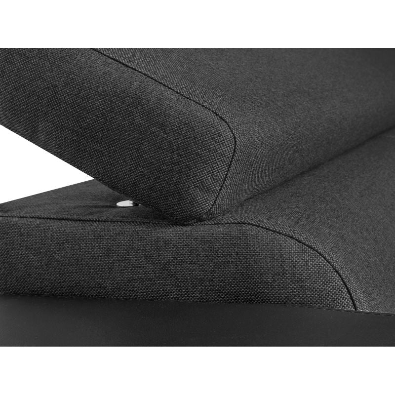 NARA - Canapé d'angle convertible en simili et tissu - Gris foncé/noir