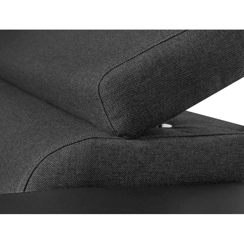 NARA - Canapé d'angle convertible en simili et tissu - Gris foncé/noir