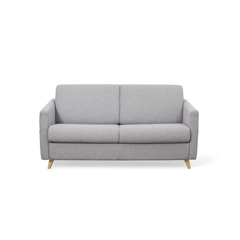 TAMY - Canapé couchage rapide en tissu 3 places - Gris clair