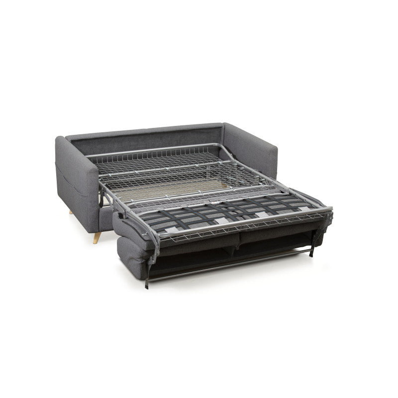 TAMY - Canapé couchage rapide en tissu 3 places - Gris foncé