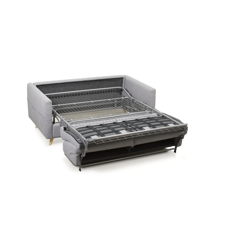 TAMY - Canapé couchage rapide en tissu 3 places - Gris clair