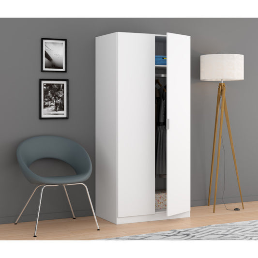 TERESA - Armoire penderie 2 portes L82 x H180 cm - Blanc