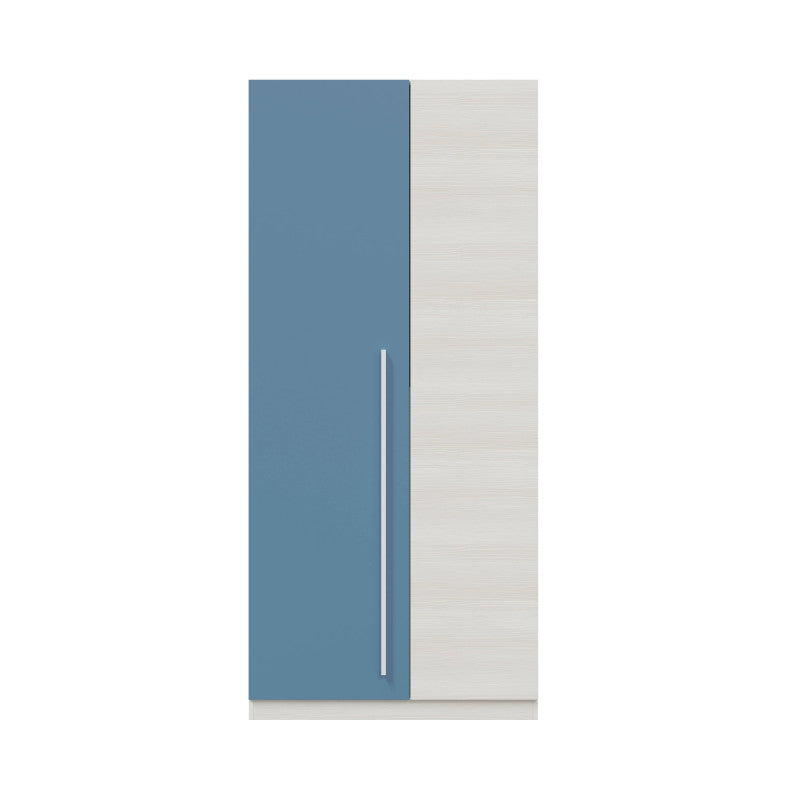 TIMEO - Armoire penderie enfant 2 portes L90 x H200 cm - Gris/bleu