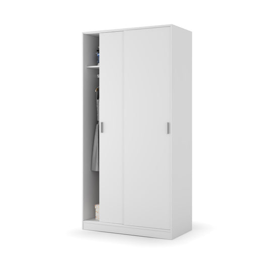 TITTO - Armoire penderie 2 portes coulissantes L100 x H200 cm - Blanc