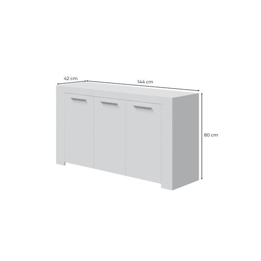 COBA - Buffet 3 portes L144 cm - Blanc