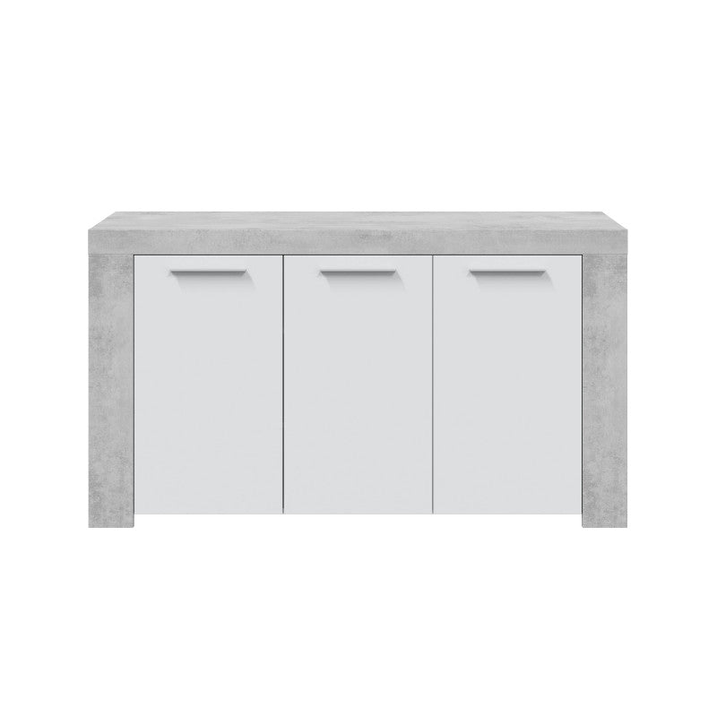 COBA - Buffet 3 portes L144 cm - Blanc/béton