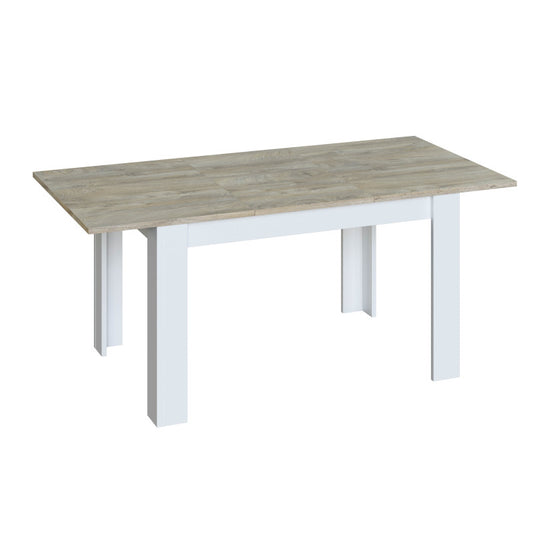 COBA - Table à manger extensible L140/190 cm - Blanc/bois blanchi