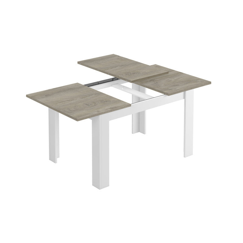 COBA - Table à manger extensible L140/190 cm - Blanc/bois blanchi