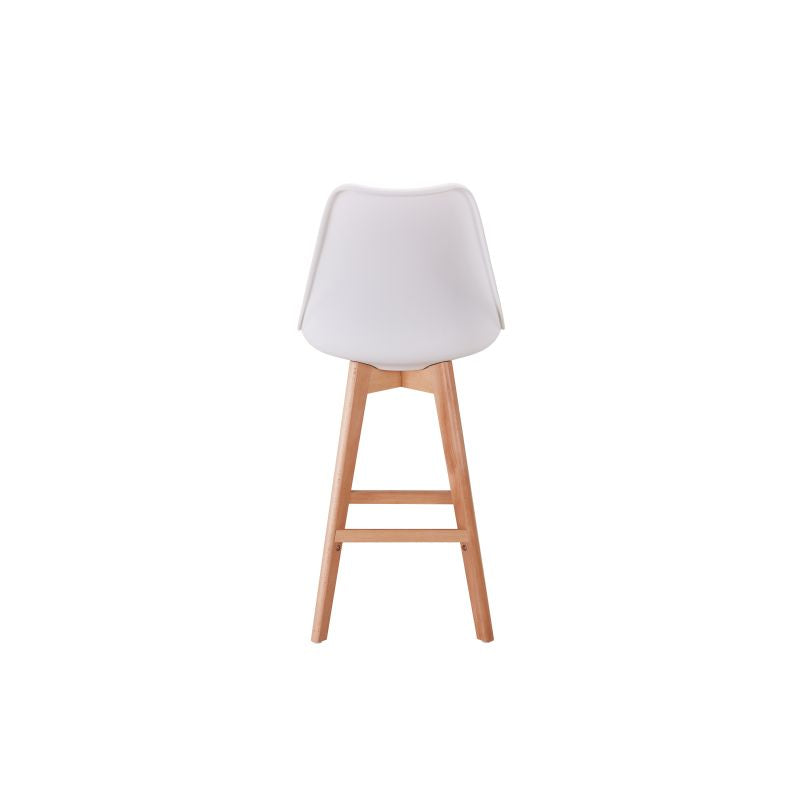 SAREN - Lot de 2 tabourets de bar scandinave avec pieds bois - Blanc