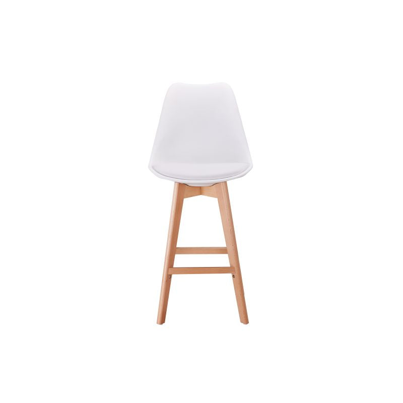 SAREN - Lot de 2 tabourets de bar scandinave avec pieds bois - Blanc