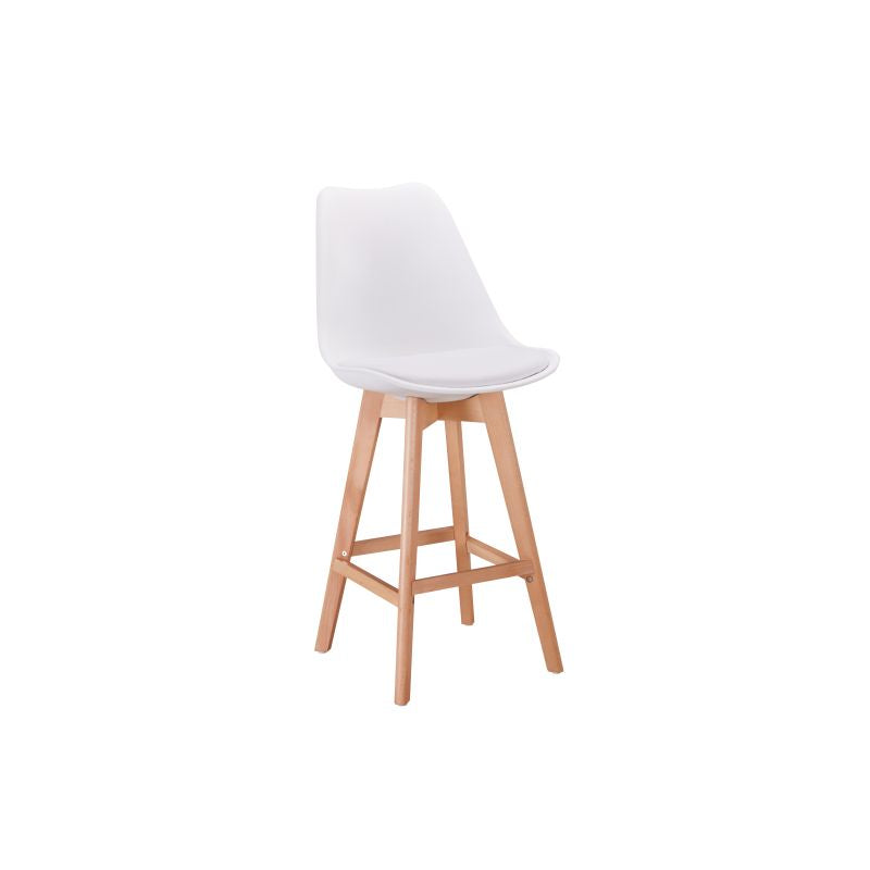 SAREN - Lot de 2 tabourets de bar scandinave avec pieds bois - Blanc