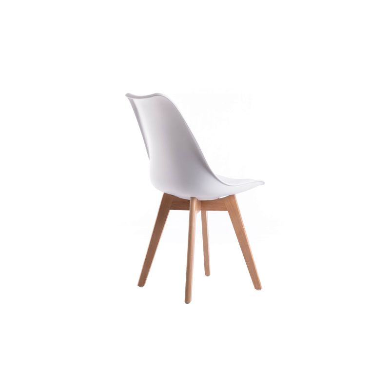 SAREN - Lot de 4 chaises scandinaves en simili avec pieds bois - Blanc