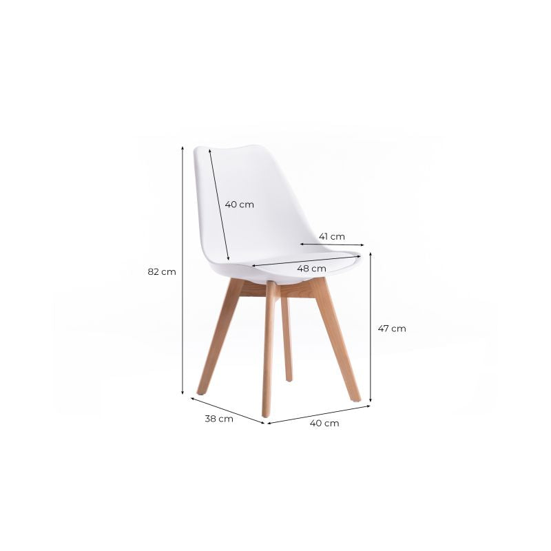 SAREN - Lot de 4 chaises scandinaves en simili avec pieds bois - Blanc